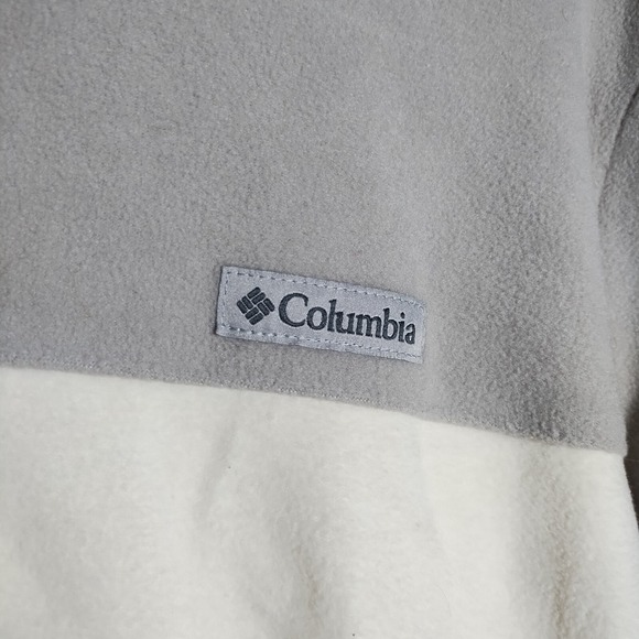 Columbia Women's Fleece XL Grey And Cream‎ Color Block 1/4 T-Snap Pullover Shirt - Picture 2 of 7